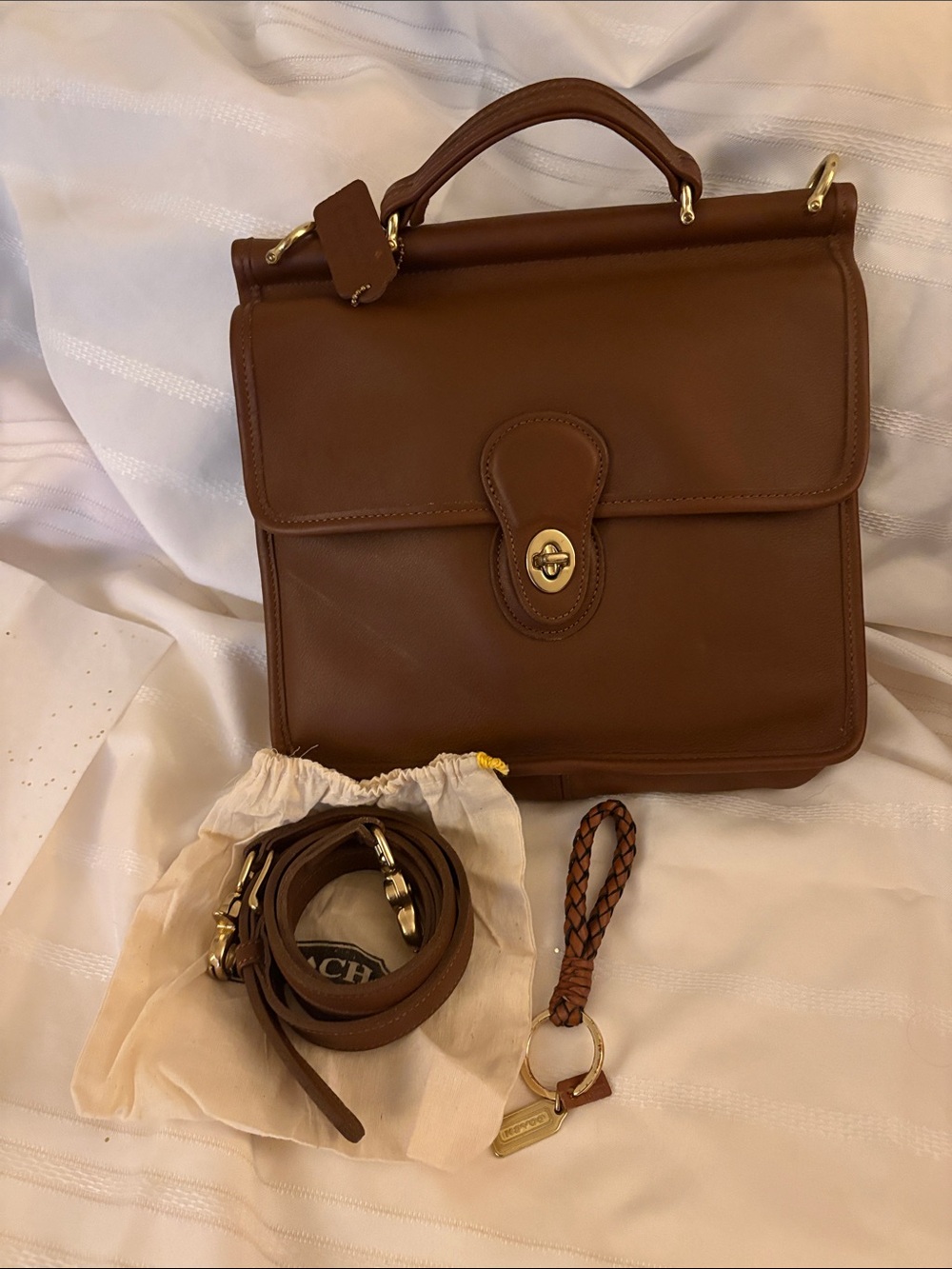 Coach Brown Leather Structured Satchel with Top Handle